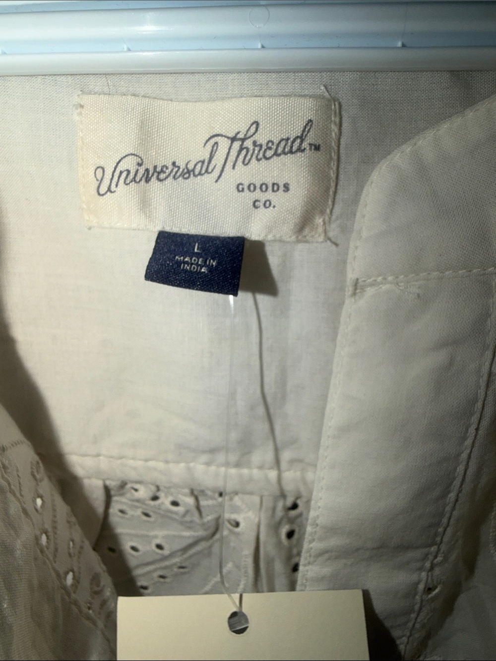 Universal Thread Cream Eyelet Split-Neck Blouse - Picture 2 of 5